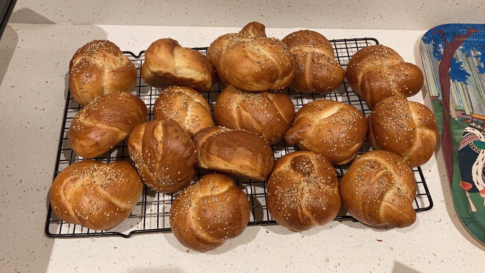 A batch of plaited rolls